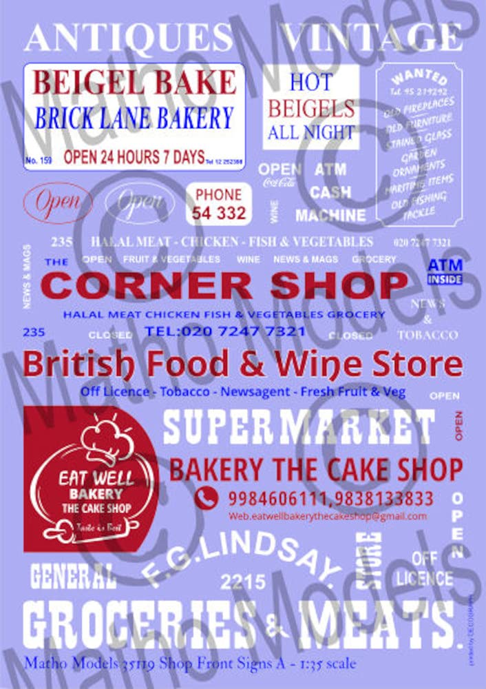 

Аксессуары для диорамы Maso Model Различные наклейки для вывесок магазинов Набор пластиковых наклеек для моделей MH35119 1/35