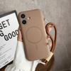 Liquid Silicone MagSafe Magnetic Case with Wrist Strap for iPhone 12 13 14 15 16