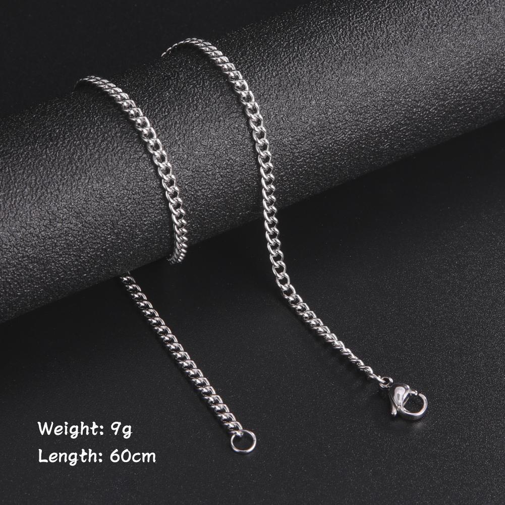 Skyrim Fashion 60cm Long Box Chain Necklace Men Stainless Steel Black Gold Color Link Chains Basic Punk Zircon Wholesale