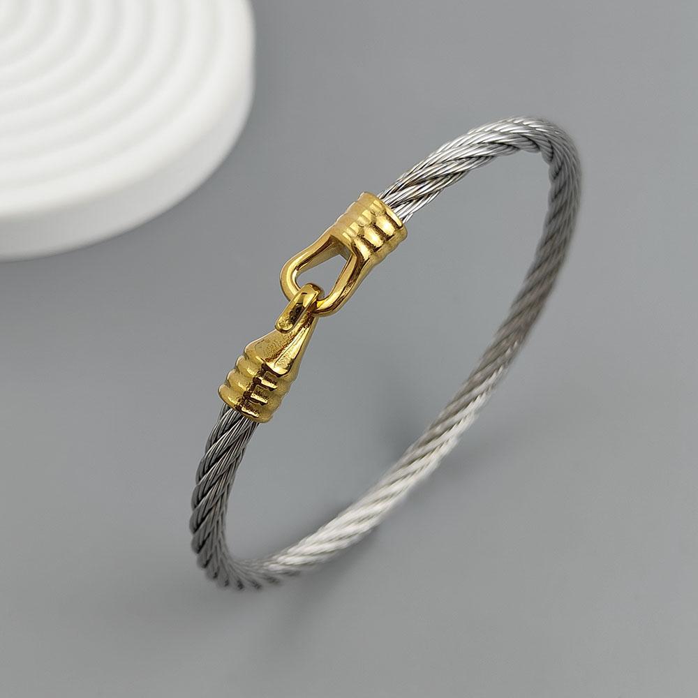 Neuer Knopfhaken aus Stahldraht, Vergoldetes Edelstahl-Armband 18K, Hochwertiges Wasserdichtes Partnerarmband, Geschenk für die Ehefrau