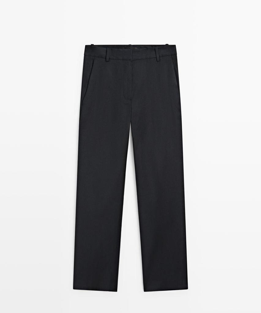 Masimodutti Straight Fit Linen Blend Pants