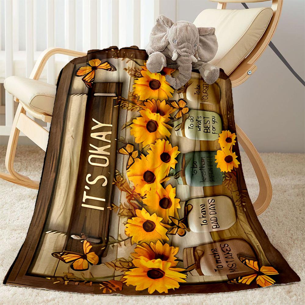 Sunflower Blanket Soft & Cozy Suitable for Bedding Livingroom Seaside Four Seasons Universal Stylish Decor Gifts For Family Or Friends