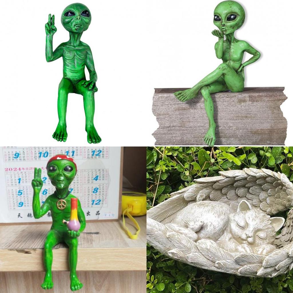 Resin Cat Dog Alien Statue With Artistic Design For Home Decor And Gift Giving