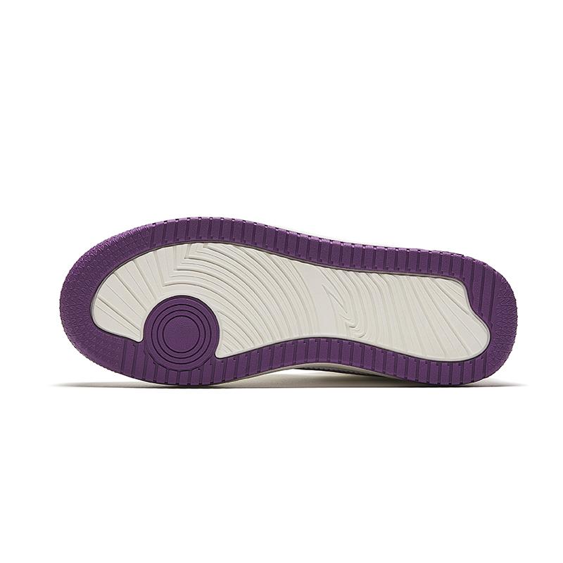 New Anta Life Collection Anti-Slip Wear-Resistant Mid-Top Skateboard Shoes Women's White Purple 922448083-4