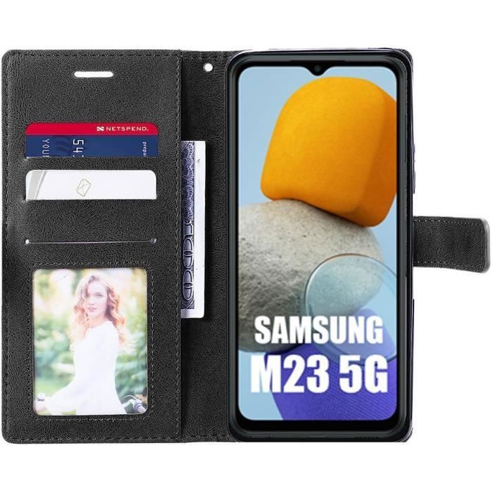 Coque de protection pour samsung galaxy m23 5g - booling - effet cuir - bicolore marron