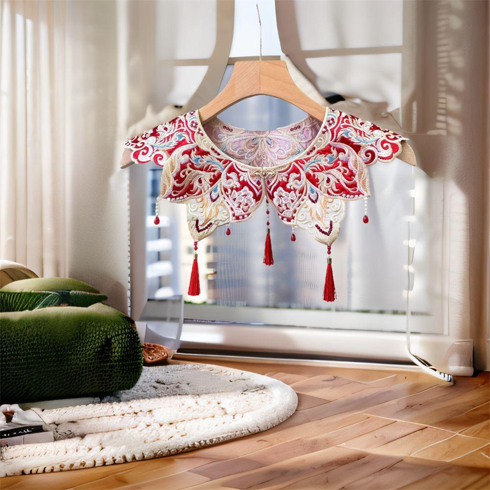 Embroidery Design Lace Shawl Vintage Detachable Collar Hanfu Accessory False Collar Cultural Wear