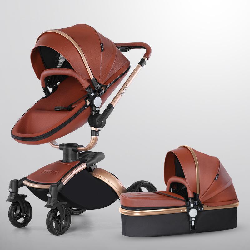 360° Rotating Baby Stroller: High View, Reclines, Foldable, Shock-Absorbing Eggshell Design