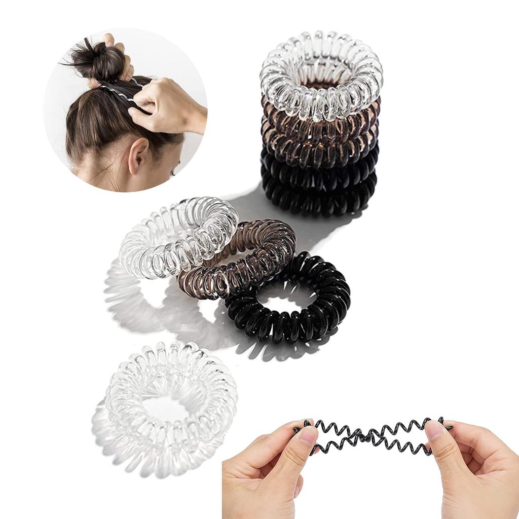 ZIBUYU® Hair Ties for Women and Girls Coil Spiral Hair Ties Ponytail Rubber Bands Elastic Hair Ties for Women and Girl Scrunchies Stylish - 9 Pcs