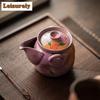 110ml Powder Yin Purple Hand-painted Small Flower Teapot Antique Tea Infuser Pot Tea Making Kettle With Filter Cha Ornaments