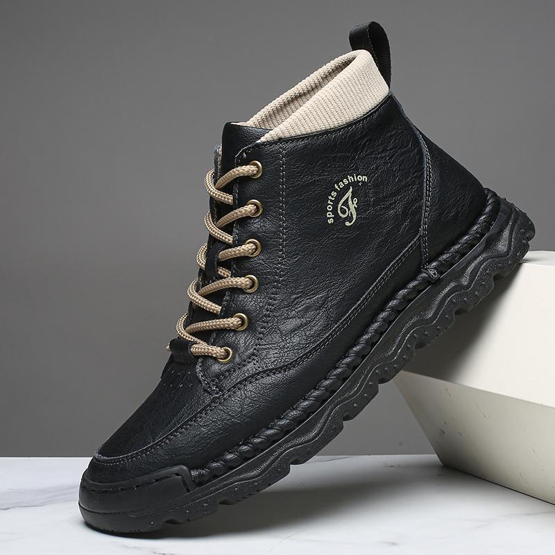 Ručně šité Kožené Pánské Boty Pohodlné Ležérní Kožené Boty Pánské Kotníkové Boty Mokasíny Pánské Pracovní Boty