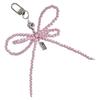 Elegant Bowknot Keychain Charm Silver Heart Pendant Woman Accessories Fashion Bag Charm Beaded Key Pendant for Key Bag