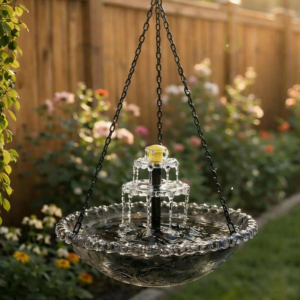 Household Solar Bird Bath Floating Water Feature Hummingbird Bathing Bowl Yard Decoration