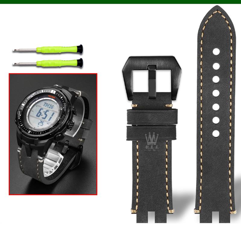 

Классический ретро-ремешок из натуральной телячьей кожи для часов Casio ProTrek PRW3000/3100/6000/6100Y PRG300 Series Bracelet Watch Accessories 24mm