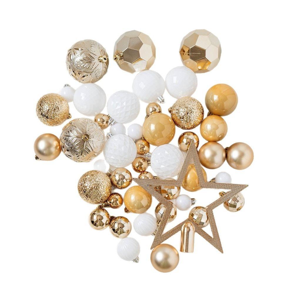 50PCS Fashion Plastic Christmas Ball Set 3/4/5/6/8cm Suspensable Christmas Tree Balls Multicolor Xmas Baubles Scene Supplies