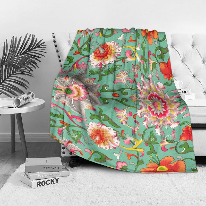 Floral Pattern Blanket Soft Fleece Throw Blanket Bed Sofa Decorative Throw Cover Gift
