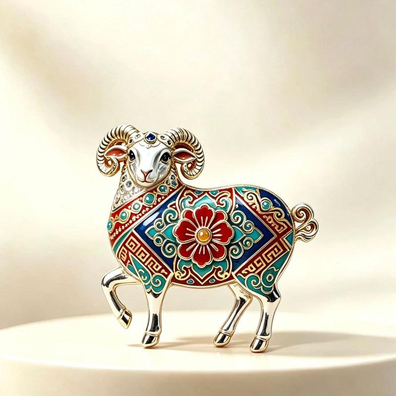 Exquisite Goat Brooches Pins For Women Unisex Vintage Relief Design Goat New Year Party Office Animal Brooch Pin Gifts