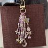Butterfly Moon Star Zircon Bead Tassel Key Chains for Women Korean Pearl Bow Water Drop Handmade Chain Bag Key Pendant Accessory