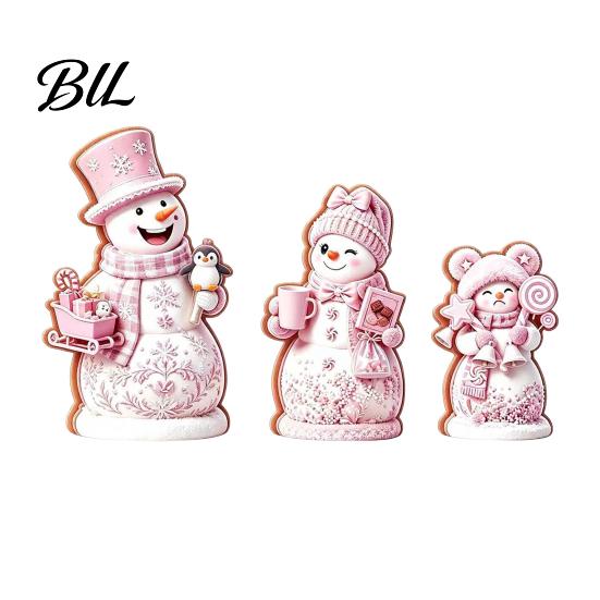Wooden Snowman Ornaments 3PCS Christmas Ornaments, Decorative Cute Festive Figures, Indoor Winter Decorations High-definition Printing Crafts