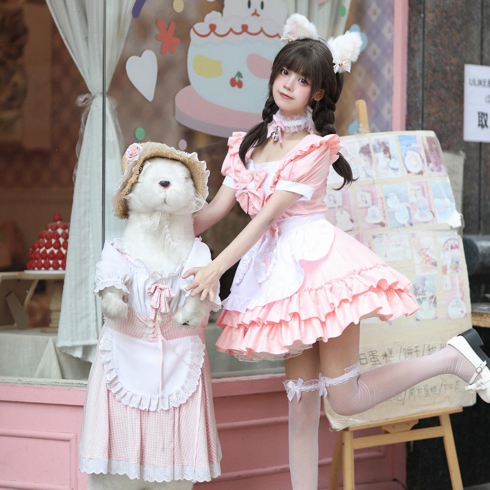 Cosplay Soft Girl Maid Dress Pure Cute Pink Maid Uniform Suit Role Play Skirt