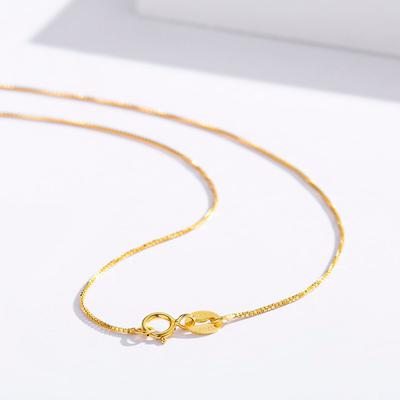 14 "-32 "925 Sterling Silver With Gold Color Thin Box Chain Necklace Womens Kids Girls Mens Jewelry Collares