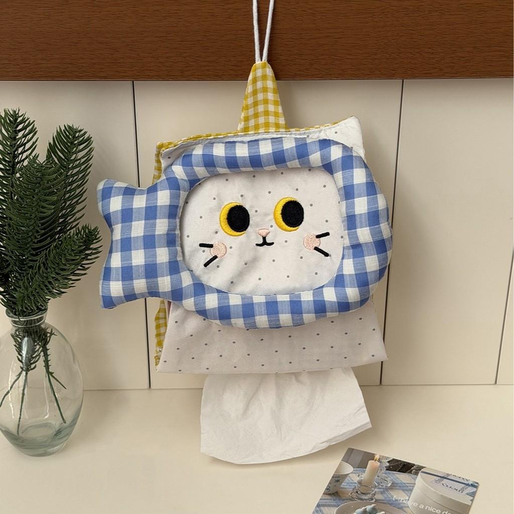 Cat Fish Tissue Box Holder With Fabric Material For Home Storage And Decor