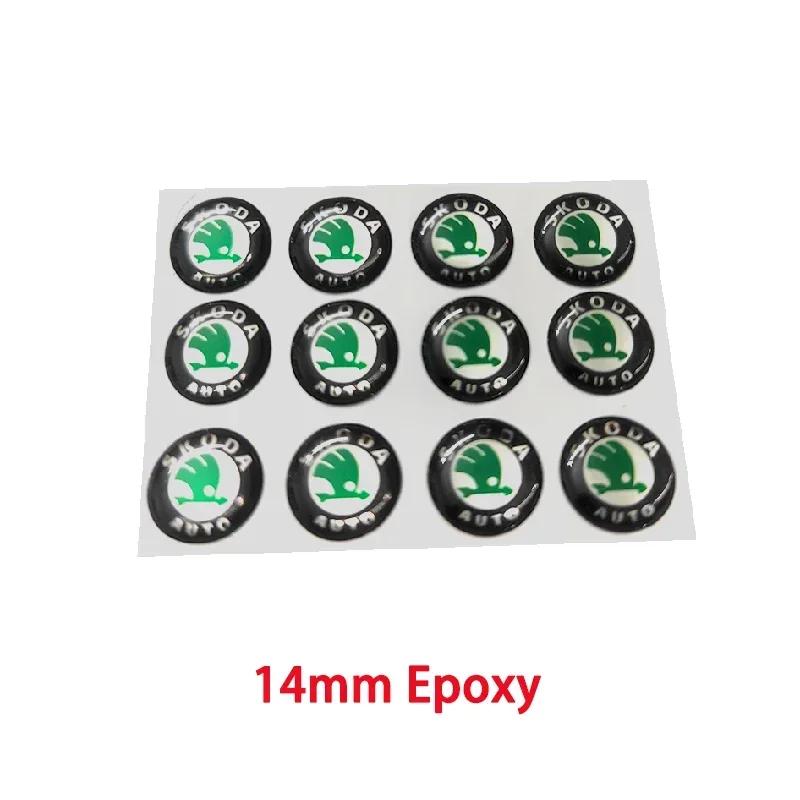Naklejka Samochodowa 2025 Nowa 10 SZT 14mm Naklejka Emblemat Naklejka Na Kluczyk Samochodowy Zdalny Do Skoda Octavia Kodiaq Fabia Superb Rapid Kamiq Karoq Deri