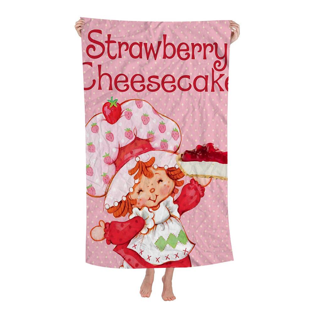 Animation S-Strawberry Cartoon S-Shortcake Microfiber Blanket Beach Towels Oversized Printing Super Absorbent Pool Towel