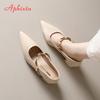 Aphixta High Quality 4cm Mid- Heel Pumps Pointed Toe Metal Buckle Women's Mary Janes High Heels Elegant Office Ladies Shoes
