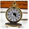 Vintage Retro Black White Bronze Chinese Yin Yang Quartz Unisex Men Women Pocket Watch Quartz Necklace Pendant Clock Chain Classic Dial Jewelry Gift