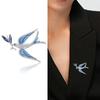 Exquisite Fashion Full Zircon Enamel Swallow Bit Branch Brooches for Women Creativity Crystal Bird Pin Party Jewelry Accessory