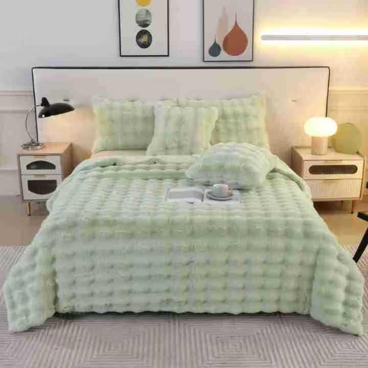 Luxus Doppellagige Kunsthasenfell Fleece-Decke - Weich, Dick, Warm und Leicht; Perfekt für Wohnzimmer, Schlafzimmer oder Sofa.