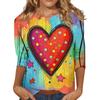 Women's Valentine's Day Print Fashion Casual 3/4 Sleeve Round Neck Top