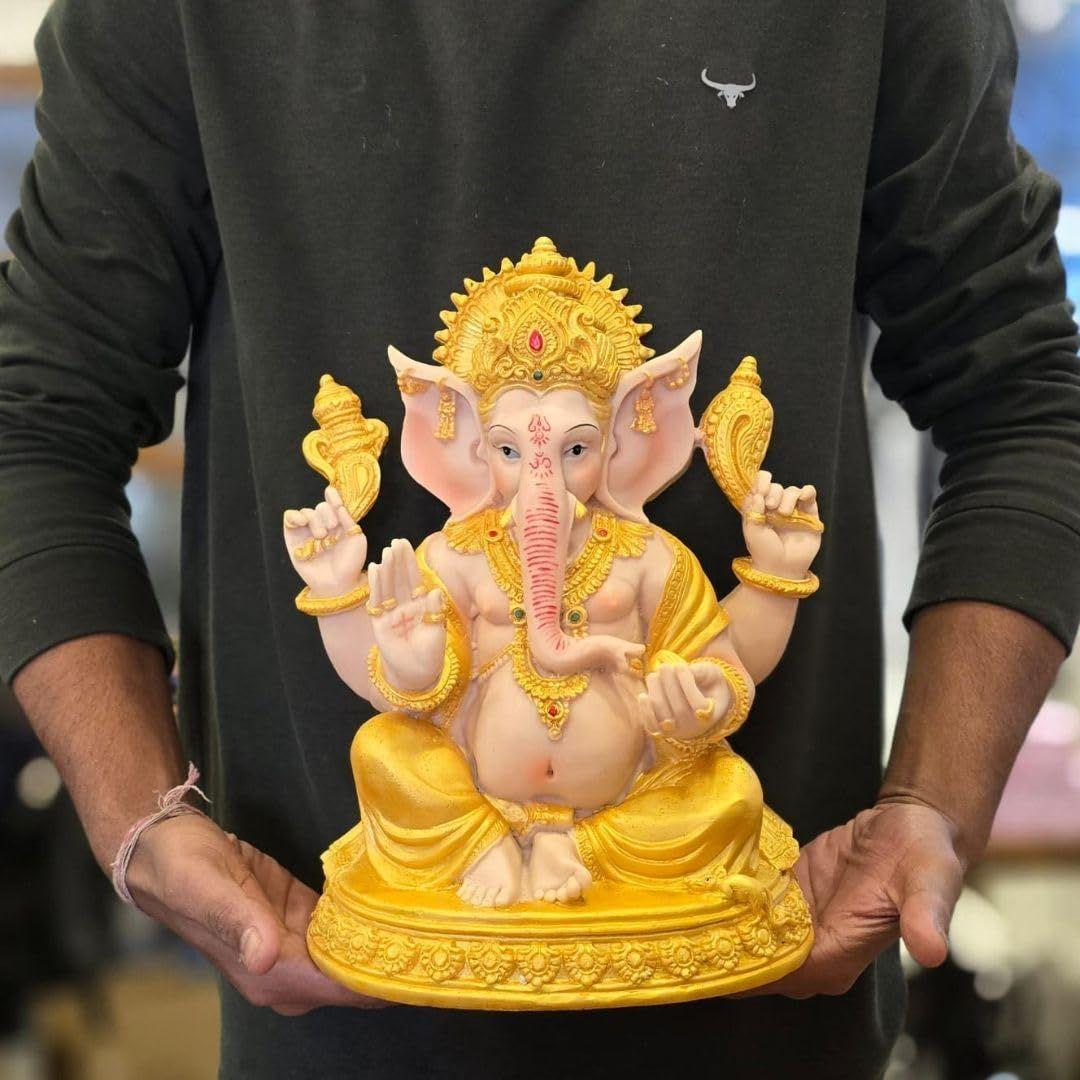 

1 шт. Полирезин Золотой цвет Премиум Декоративная Статуэтка и Идолы Господа Ганеши для Дома, Офиса и Пуджи, для Фестивалей, Свадеб