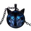 Unisex Jewelry Retro Wolf Head Pendant Cabochon Long Chain Sweater Necklace