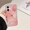 Pink Flower Butterfly for Apple 16 Mobile Phone Case iPhone17promax Transparent Glitter IMD Case 15/14