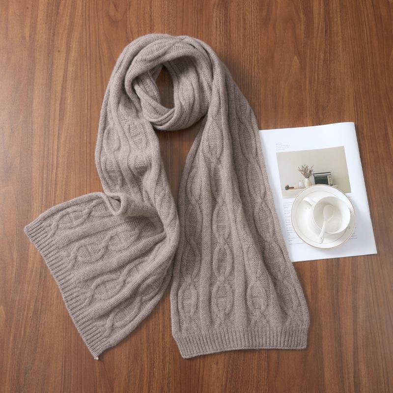Autumn & Winter Pure Wool Scarf - Versatile Couple Style with Subtle Pig Nose Texture Cashmere Neck Warmer Shawl.