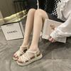 Rome with Skirt Sandals Women's 2025 Summer New Open-toed Versatile Beach Platform Super Soft Black Outer Sandals
