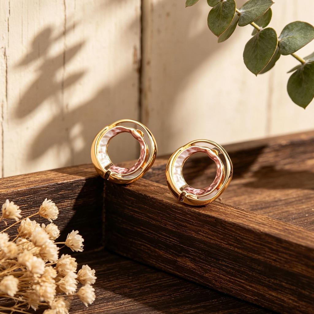 Irregular ring hand-painted enamel color stud earrings niche daily versatile temperament versatile earrings