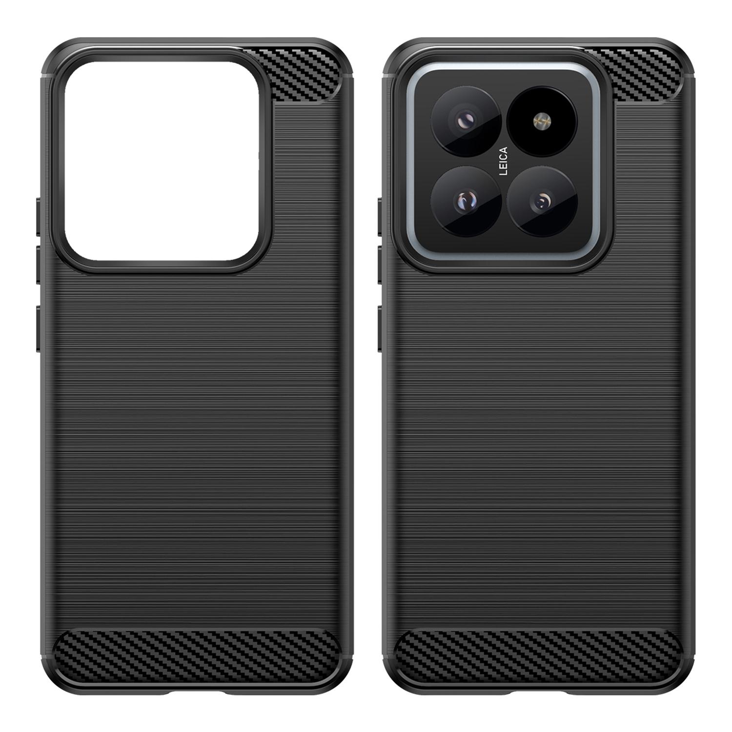 

For Xiaomi 14 Pro Case TPU Carbon Fiber Texture Shell Slim-Fit Phone Cover Black