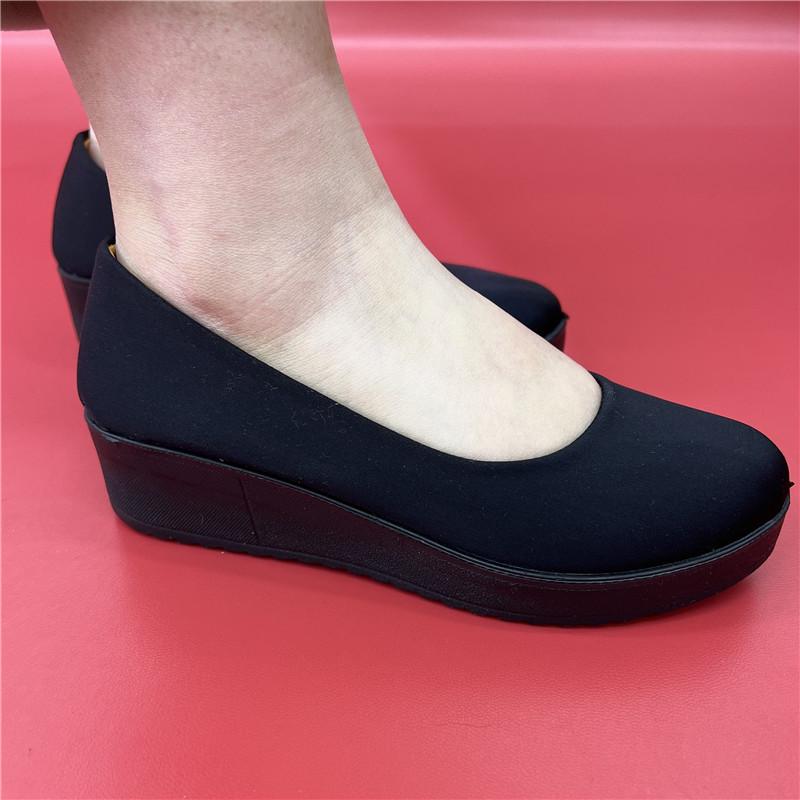 

Женские туфли Jingrui на танкетке, черные, тканевые, нескользящие, для весны и осени 34