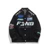 Womens High Street Biker Jacket Style Embroidered Baseball Coat