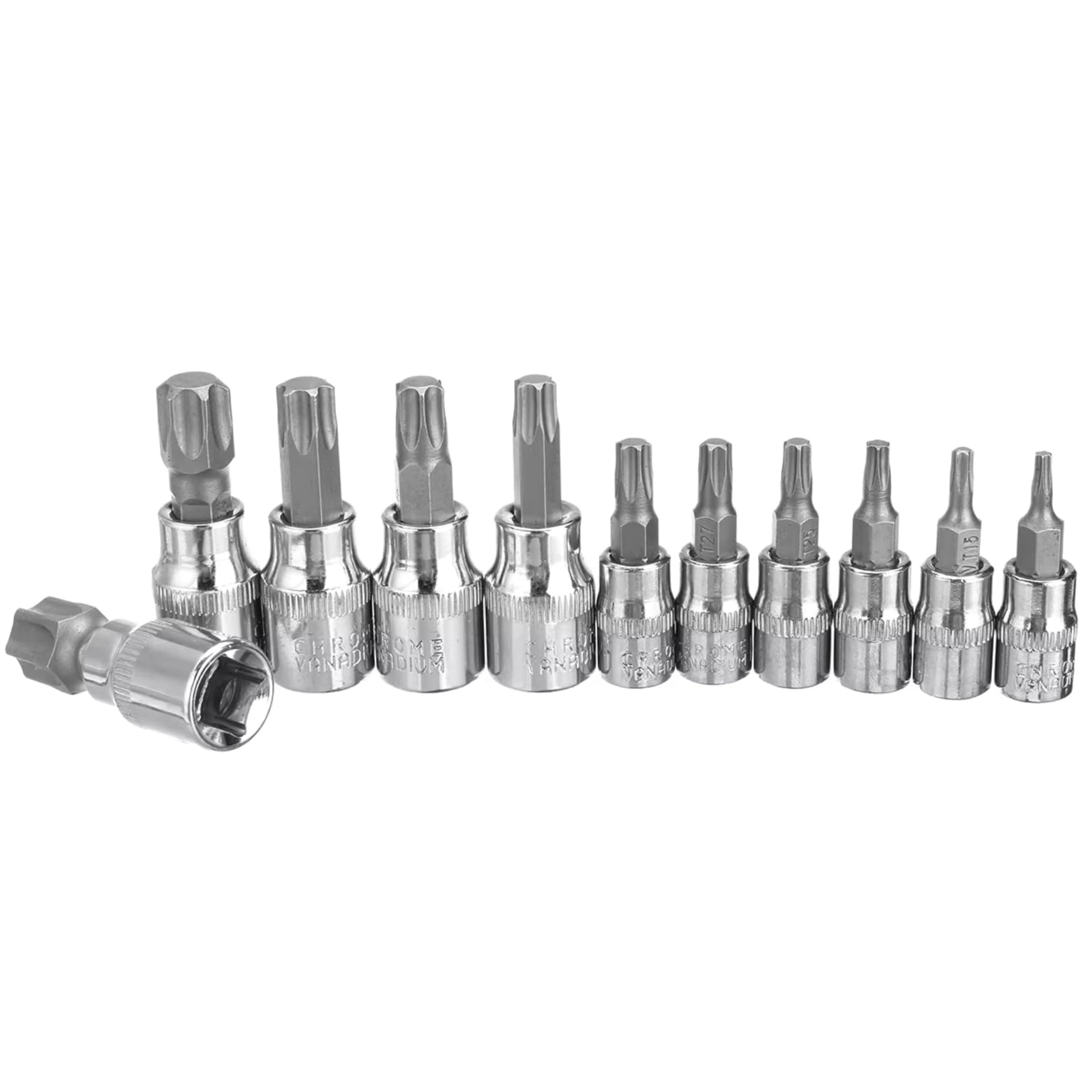 

PLEAVIT Torx Bit Socket Set, Tamper-Proof, 9.5mm (3/8 ) and 6.3mm (1/4 ) Drive, T-Shaped, 11-Piece Set