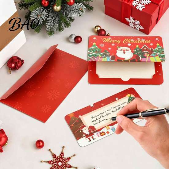 Holiday Greeting Card Holder Christmas Cash Gift Envelopes, 6 Slots Foldable Money Holder, DIY Booklet for Xmas Parties, Family Gatherings Party