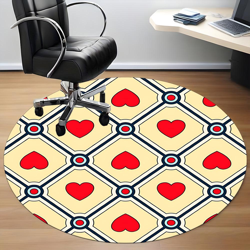1pc Heart Pattern Office Round Rug, Carpet for Office, Gaming, Lightweight Round Floor Mat yy260208017