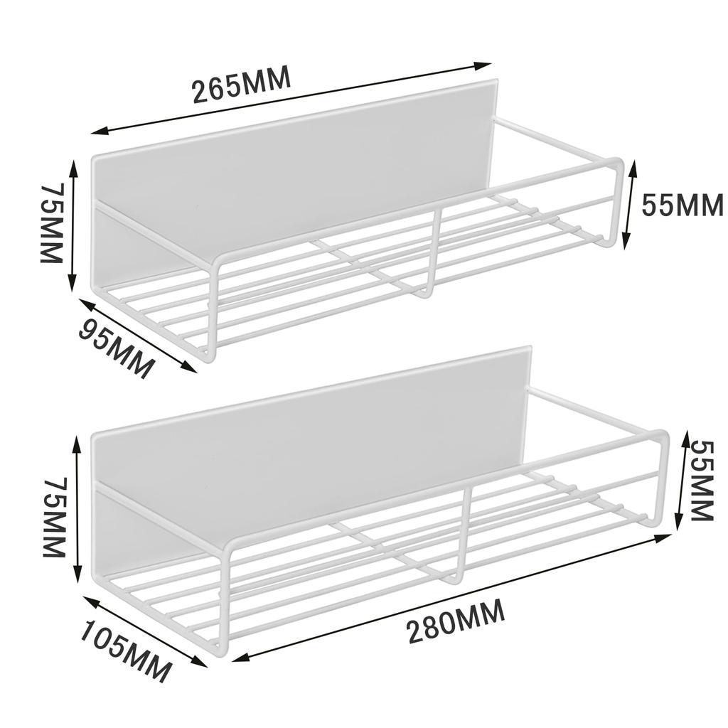 Ensemble de 2 étagères de rangement magnétiques pour salle de bain, salle de bain, cuisine (2 Blanc)
