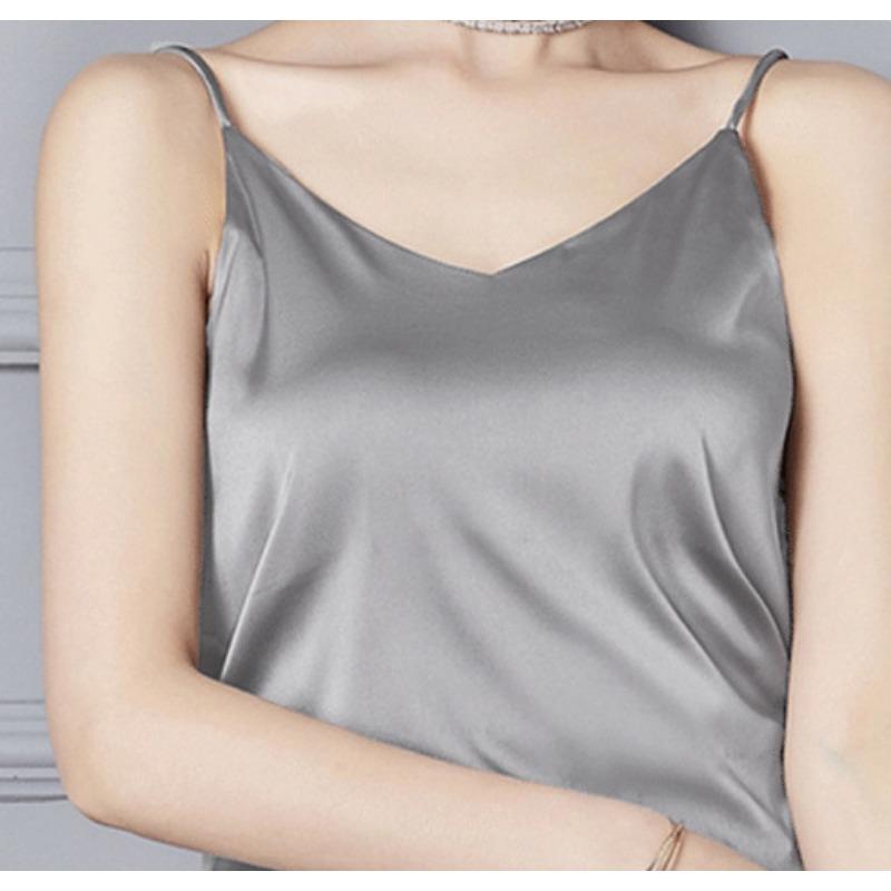 

Всесезонный сексуальный свободный атласный жилет с V-образным вырезом для женщин на лето, универсальный корейский вариант с вырезом и внутренним ремешком 2XL
