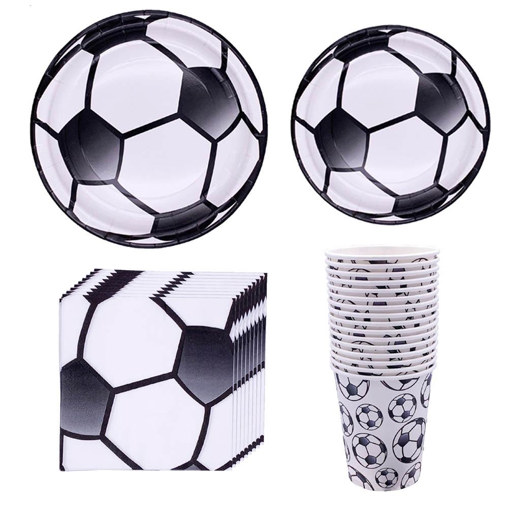 Soccer Theme Disposable Tableware Set Paper Plates Cups Napkins Tablecloth Boys Sports Football Birthday Party Decor Supplies
