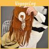 Bohemian Feather Tassel Shoulder Bag With Polyester Lining For Casual Outings