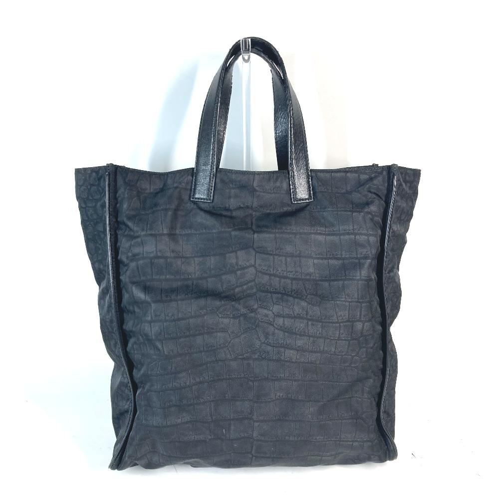 FENDI 7VA367 logo Shoulder Bag Vertical Tote Bag Nylon / Leather Black