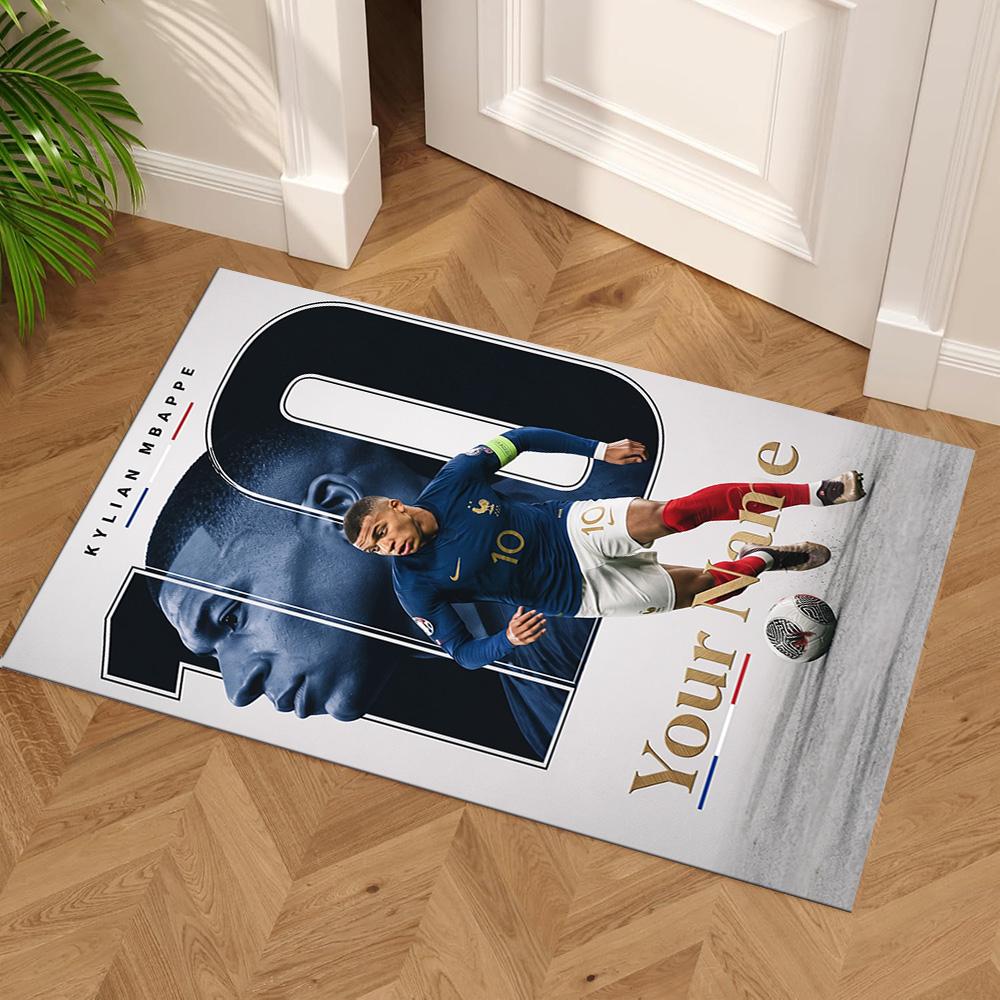 Mbappé Customizable Name Carpet Design for Foyer Study room Dormitory Hallway Antislip Carpet Anime Office Decor Best for Christmas